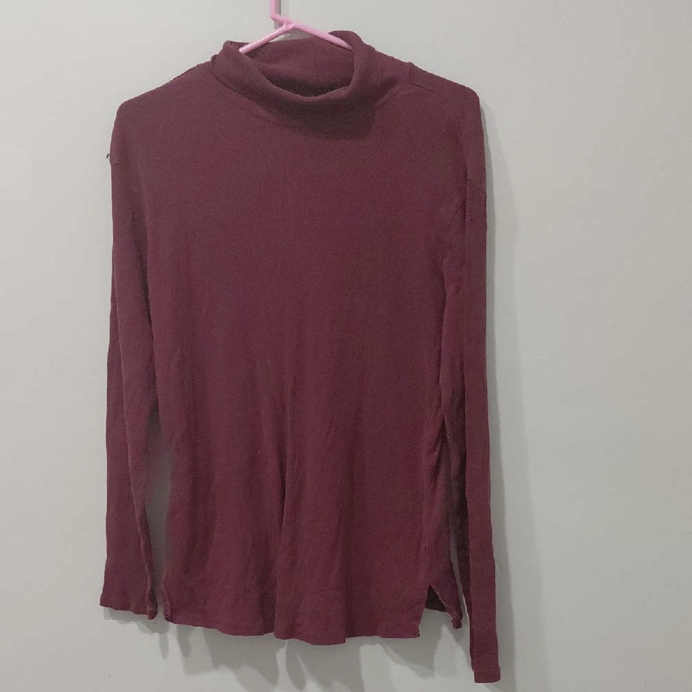 Ambiance Maroon Long Sleeve Turtleneck Top